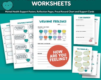 Mental Health Worksheets for Kids | Anxiety Children | Emotional Regulation | Therapy Worksheets | Feelings Check-in