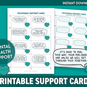 Tarjetas de apoyo imprimibles para la salud mental, Recortes de tarjetas IMPRIMIBLES de sentimientos de los niños, Conciencia sobre la salud mental, Semana del bienestar positivo