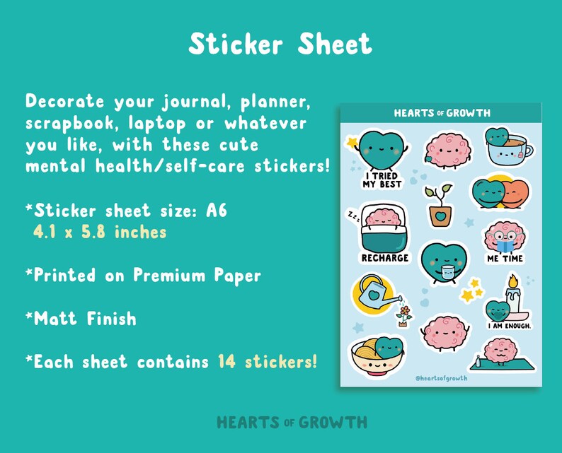 Positive Affirmations Sticker Sheet | Mental Health Stickers - Etsy