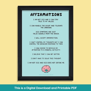 OCD Recovery Reminders Printable | Affirmations | OCD Awareness |  OCD gift