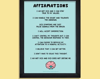 OCD Genesung Affirmationen Printable | Erinnerung für psychische Gesundheit (PDF)