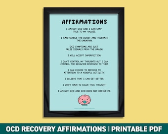 OCD Recovery Reminders Printable |  Affirmations | OCD Awareness