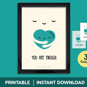 You are Enough Print |  Inspirational Quotes | Inner Child Healing | Positive Affirmations | You are Enough Printable |  Self Love Gift