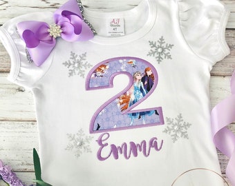 Frozen Birthday Shirt, Girl Birthday Shirt, Girl’s Birthday Outfit set, Frozen Embroidery Shirt