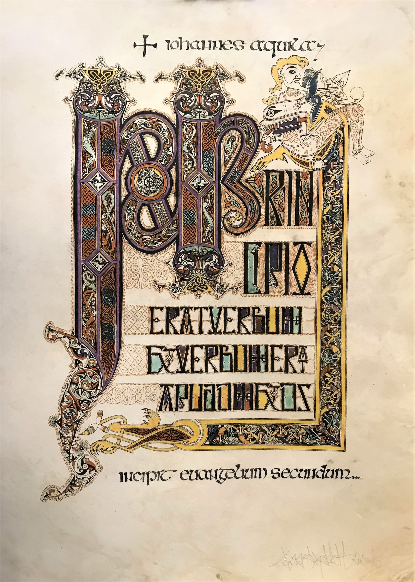 Celtic Illuminated Manuscript Print on Real Parchment With Real