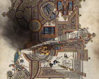 Impression d'art Finn McCool : style Book of Kells, saumon du savoir