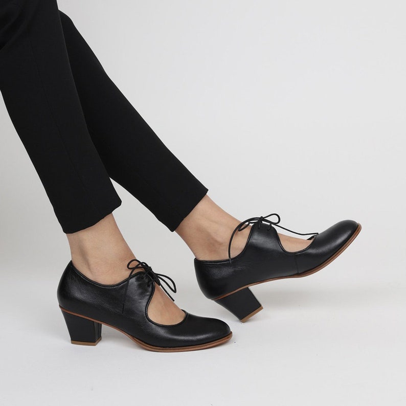 Custom, Handmade, Full-Grain Leather Heels Women's Shoes image 6