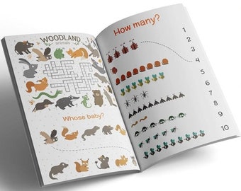 Mini Busy Books, Forest Workbook 27 Pages, No Prep-Workbook, Yelicious Educational Games