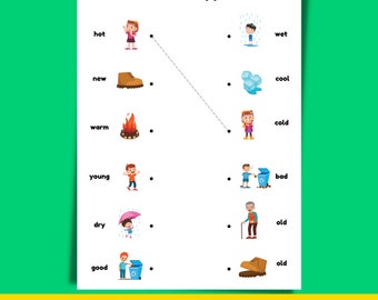 Printables and Worksheets, 11 Pages and 66 Opposites, Yelicious Educational Games