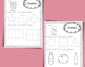 Simple Math, FRACTION WORKSHEETS, Yelicious Educational Games