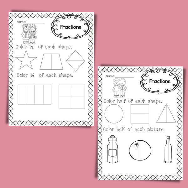 Simple Math, FRACTION WORKSHEETS, Yelicious Educational Games