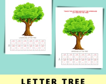 Alphabet Letter Tree Activity Worksheet Learn Capital Letters And Lowercase Letters For Kindergarten Preschooler Abc Game Alphabet Game