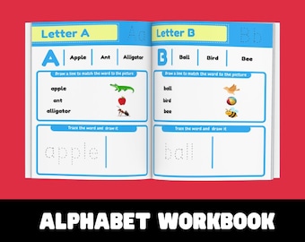 Alphabet Workbook: Handwriting Practice, matching and drawing letters, abc's