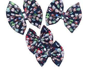 Halloween-monsters - strik op nylon | Strik op clip | Varkens | Pasgeboren strik | Babystrik | Peuterstrik | Babyhoofdband | Hoofdband met strik
