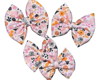 Roze geesten - strik op nylon | Strik op clip | Varkens | Pasgeboren strik | Babystrik | Peuterstrik | Babyhoofdband | Hoofdband met strik | Halloweenstrik