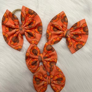 Thanksgiving Turkeys bows on nylon, clips & piggies