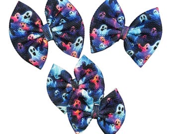 Ghost - strik op nylon | Strik op clip | Varkens | Pasgeboren strik | Babystrik | Peuterstrik | Babyhoofdband | Hoofdband met strik | Halloweenstrik
