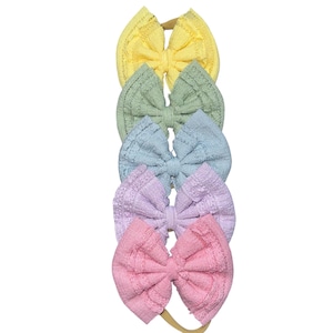 Ruffle Pastels - Bow on Nylon | Bow on Clip | Piggies | Newborn Bow | Baby Bow | Toddler Bow | Baby Headband | Bow Headband