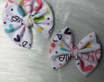 LOVE - Bow on Nylon | Bow on Clip | Piggies | Newborn Bow | Baby Bow | Toddler Bow | Baby Headband | Bow Headband