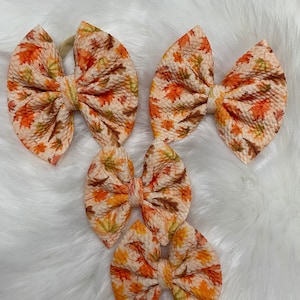 Fall Leaves bows on nylon, clips & piggies