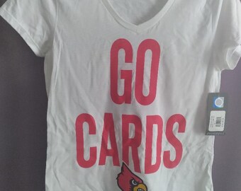 Louisville Cardinals women's V-neck T-shirt by Russell Athletic New With Tags NWT