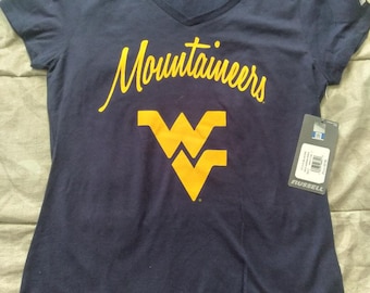 West Virginia  Mountaineers Ladies v neck T-shirt by Russel Athletic New with tags NWT