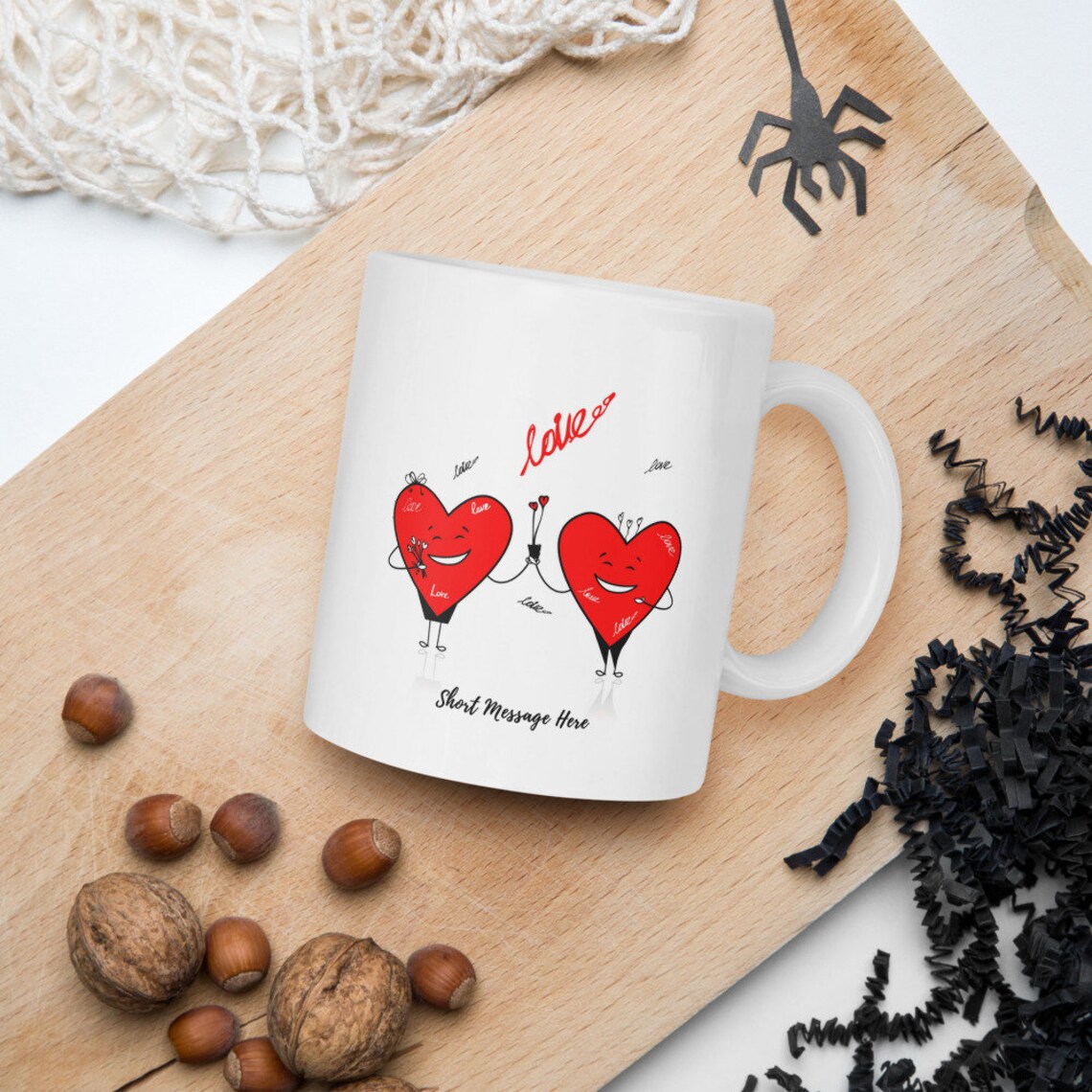 Valentine Personalised Coffee Mug Hearts With Bouquet Gift - Etsy Denmark