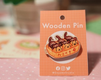 Wooden Pin - Cat Takoyaki