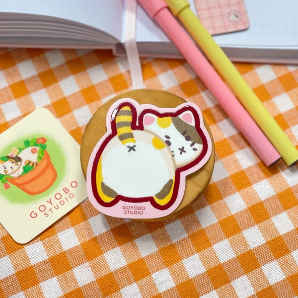 Cat Stickers, Waterproof - Calico Cat butt