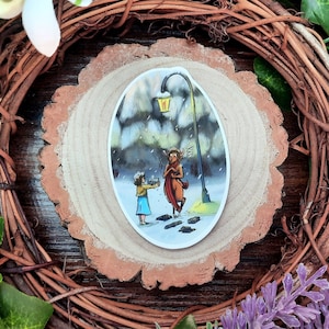 Lucy Meet Mr Tumnus Pegatina, El león la bruja y la pegatina del armario, Pegatinas de fantasía, Pegatinas de ilustración de fantasía