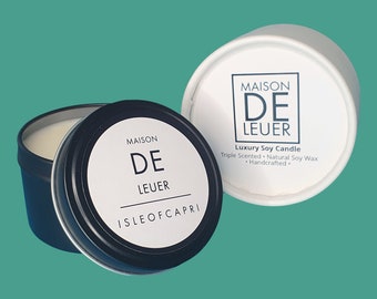 No AdditivesSulphates Paraffin Free Vegan Lead Free Unique Gifts Aromatherapy Isle of Capri 120g Luxe Soy Wax Destination Candle Tin