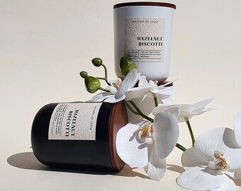 Hazelnut Biscotti | Cookies | 200g Luxe Eco Soy Signature Candle | Vegan, Aromatherapy, Lead Free, Unique Gift, 40hr