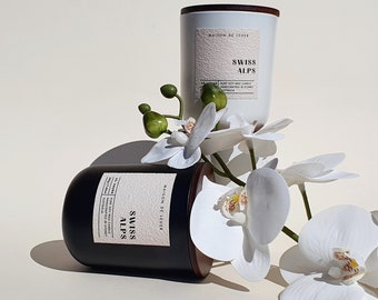 Swiss Alps | Spruce | 200g Luxe Eco Soy Signature Candle | Vegan, Aromatherapy, Lead Free, Unique Gifts, 40+ hr