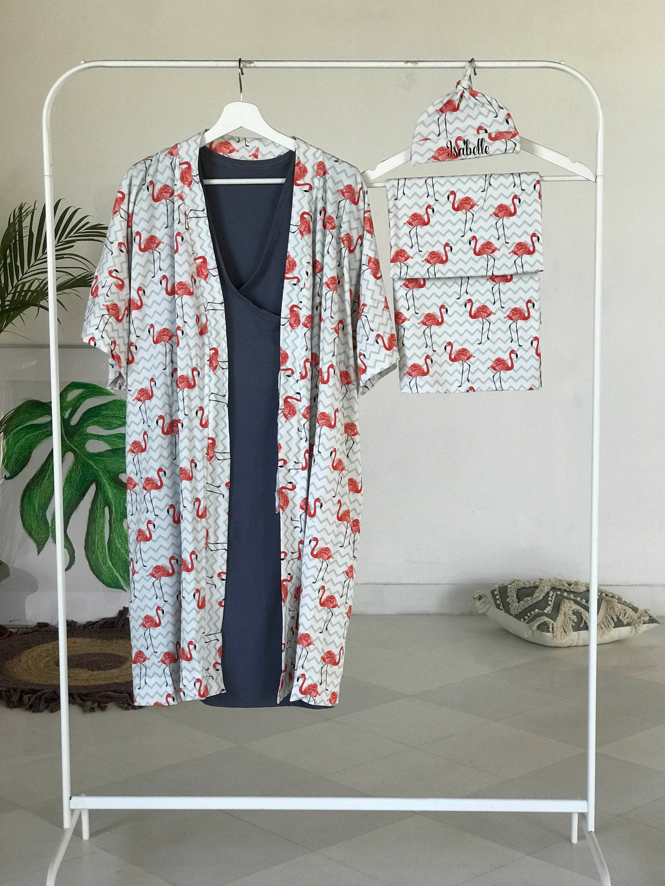 Mommy and me matching robe and swaddle set. Maternity robe. Etsy