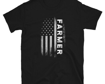 Minimalist American Flag Patriotic Farmer Unisex T-Shirt