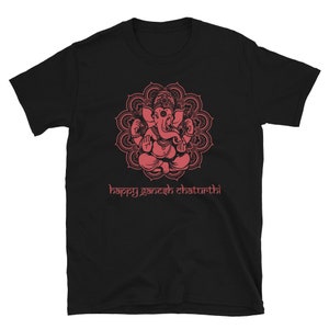 Red Ganesha Happy Ganesha Chartuthi Unisex T-Shirt