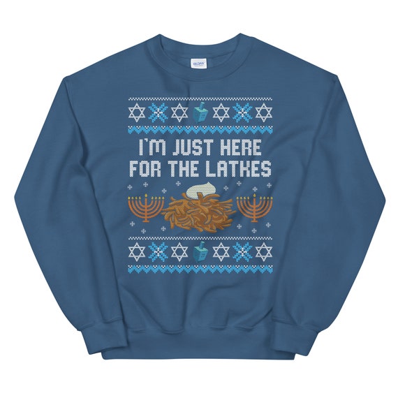 Chanoeka Sweatshirt, ik ben hier alleen voor de Latkes Chanoeka Sweatshirt, ik ben hier alleen voor de Latkes Chanoeka Shirt, Hami Oranje, S