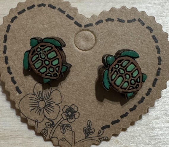 Sea Turtle Stud Earrings * Options and Customizations Available
