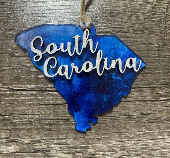 South Carolina Sublimated Acrylic and Painted Wood Ornaments