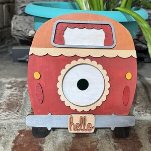 Barn Shaped Frame with Choice of Window, Hi, or Hello * 3" Round Opening * Handmade * Interchangeable Frame