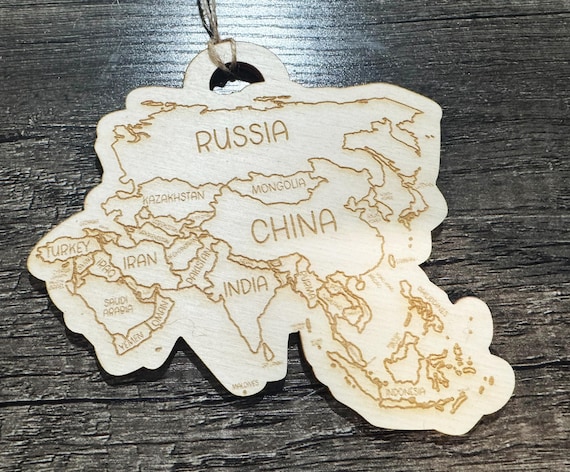 Asia Travel Ornament: Color-Your-Own Wood Map