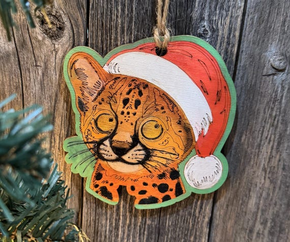 Watercolor Abstract Animal Ornament * Hand-Painted * Santa Baby Cheetah