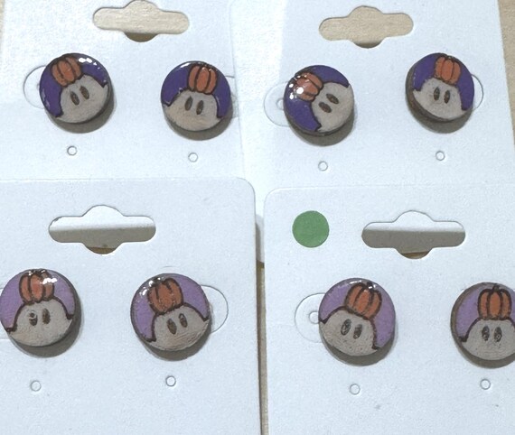 Ghost with Pumpkin Stud Earrings