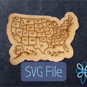Mapa podróży USA w formacie cyfrowym — tylko plik SVG * Wersja na magnes i brelok