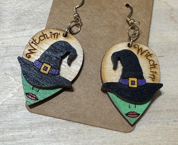 Witchin Witch Face Earrings