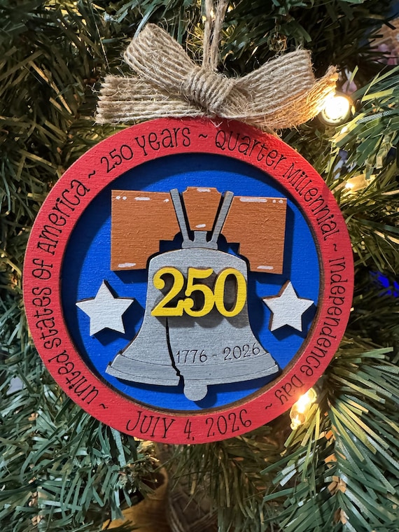 USA 250th Anniversary Ornament – Liberty Bell Christmas Ornament, 1776–2026 Quarter Millennial Decor