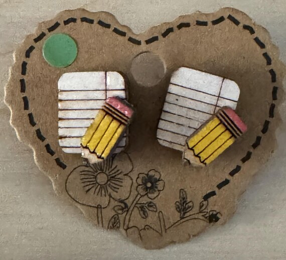 Pencil and Paper Stud Earrings