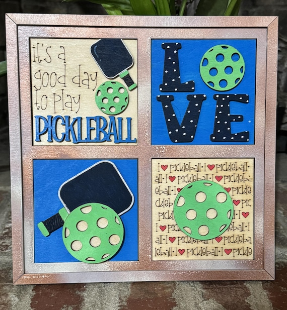 Hand‑Painted Football Wood Tile Set - Mix and Match, Tiered Tray Decor