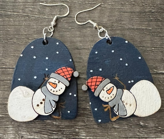 Snowman Lying in the Snow Earrings * Customizations & Personalizations Available