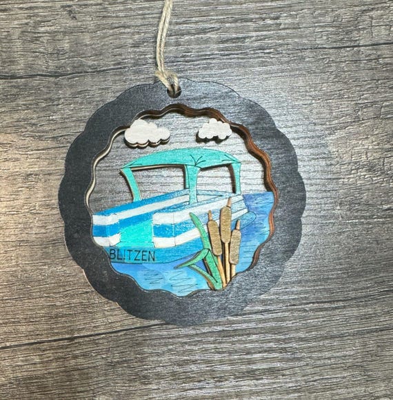 Lake Ornament with Platoon Boat